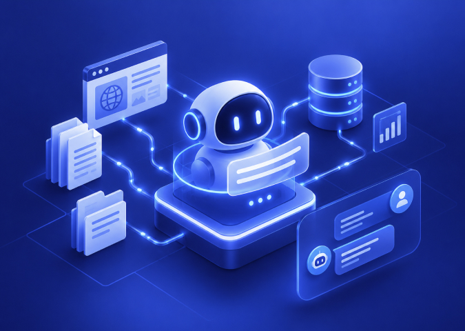 AI chatbot answering a question using website and document content